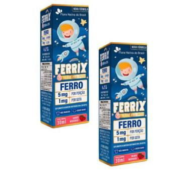 Imagem de 2x Ferrix- Ferro Em Gotas Kids- 30ml- Flora Nativa- Morango - Flora Na