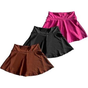 Imagem de Kit 3 Saia-Shorts Menina Fitness Cores Infantil Para Ginástica Ativida