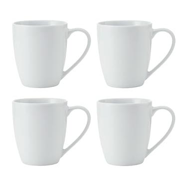 Imagem de Mikasa Canecas de porcelana de giz, conjunto de 4 canecas brancas para chá e café, 380 ml, xícaras seguras para lava-louças e micro-ondas