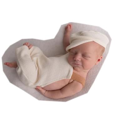 Imagem de Giggle Angel Newborn Photography Props Set Baby Boy Newborn Outfits Overalls Boy Costume with Cap 0-1 Month
