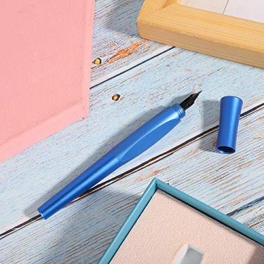 Imagem de Caneta -tinteiro Elegante da Caixa de Presente Azul, Caneta de Redação de Liga de Alumínio de Alumínio de Tinta Contínua, Ideal para Presentear