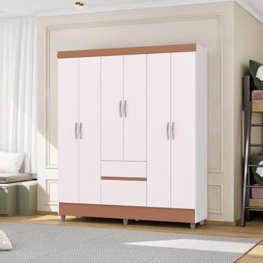 Imagem de Guarda Roupa Ideal 6 Portas Plus Branco/Camarim – Vila Rica Móveis