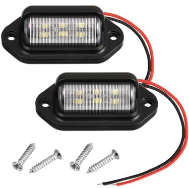 Imagem de Mudder 2 pacotes de 12 V 6 lâmpadas LED de placa de licença à prova d'água lâmpada traseira para caminhão, SUV, trailer, caminhões e barcos, etiquetas de licença