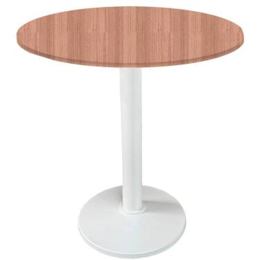 Imagem de Mesa Zeta Ferro Branco 75 cm (Alt) Disco Redondo Tampo MDP Redondo 80 cm Larg x 2,5 cm (Alt) Noce Nat