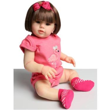 Imagem de Boneca Bebê Reborn Abigail Sorrindo Cabelo Castanho Realista - Mundo K
