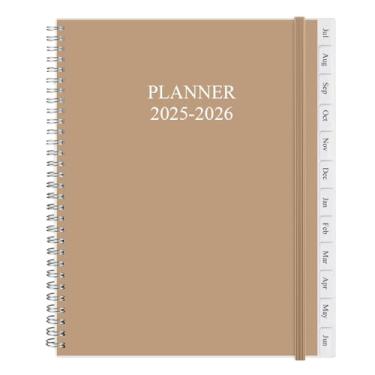 Imagem de Planner 2025 - Agenda acadêmica 2025 para mulheres e homens, janeiro de 2025 a dezembro de 2025, agenda mensal e semanal com abas, 21,6 cm x 28 cm, marrom