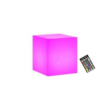 Imagem de RKDTX Cubo de luz LED de 10 cm com controle remoto, 16 cores e 4 modos de luz, à prova d'água IP68, regulável e temporizador, recarregável por USB para casa, piscina, festa, férias, decoração de Natal