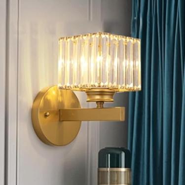 Imagem de Luminária de parede quadrada de acrílico Simplicity, luxuosa, 26/11 pol., criativa, para quarto, sala de jantar, corredor, cozinha, escadas (dourada)