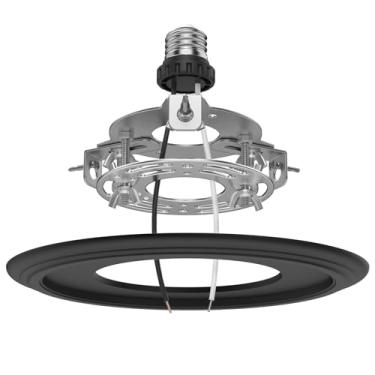 Imagem de YIIZON Kit De Conversão De Luminária Embutida R5 E 6, Para Luminária De Teto, Pendente, Pendente, Ventilador De Teto, Com Chanfro E Plano De 7'¾, Aço, Medalhão De Teto, Acabamento Preto