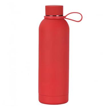 Imagem de FAMKX Garrafa de água esportiva de boca estreita isolada de parede dupla de aço inoxidável com alça, frasco a vácuo em forma de cola (vermelho)