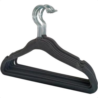 Imagem de Kit 10 Cabides Veludo Infantil Slim Antideslizante Ultra Fino Cor Cinza