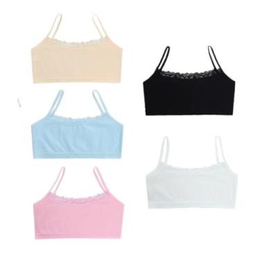Imagem de Jeserom Sutiã esportivo para meninas grandes sem fio acolchoado leve para iniciantes 10-16 anos, Branco/Rosa/Azul/Preto/Nude, 10-16 Anos
