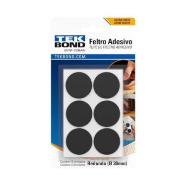 Imagem de Feltro Redondo 30MM Preto Com 12 Peças - Tekbond
