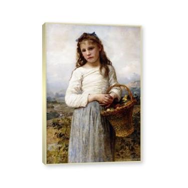 Imagem de NHLDZYH Moldura dourada champanhe. Impressões de arte William Adolphe Bouguereau - Pintura de retrato - (meninas 9) - Pôster temático de mitologia grega - Pôster de decoração de parede vintage. 50 x