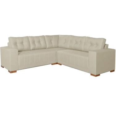 Imagem de Sofá de Canto Bonfim 7 Lugares 236cm x 236cm Tecido Linho Lufer Cor Bege
