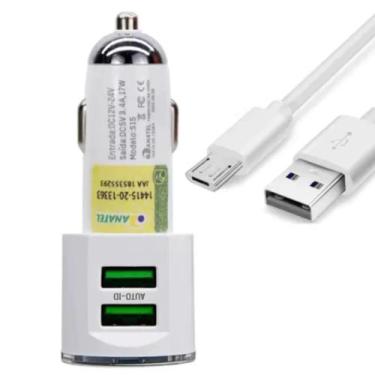 Imagem de Carregador Veicular de Carro Duplo USB Kaidi Com Cabo Micro USB V8 tur