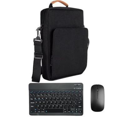 Imagem de Kit Capa Bolsa Com Alça Com Teclado E Mouse Bluetooth Para Galaxy Tab S6 lite/ A9 / S9 E S9 Fe/iPad 7/8 /9 / iPad 10 / Air 4 e 5 /Redmi Pad Se/Poco Pad (Preto)