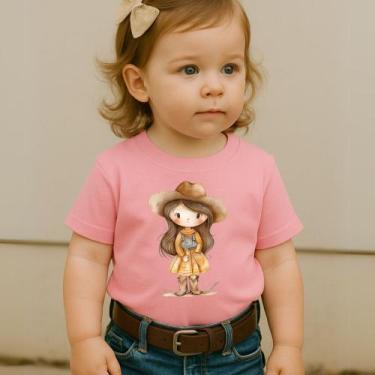 Imagem de Camiseta Blusa Infantil Feminina Estampa Menina Fazendeira 020 Country