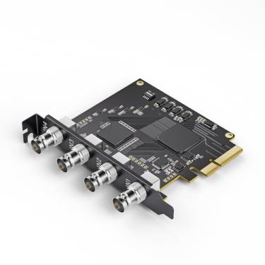 Imagem de Unisheen Placa de captura de vídeo PCIe Quad SDI de 4 canais, latência ultrabaixa para transmissão ao vivo multicanal, videoconferência, ensino e transmissão