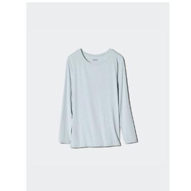 Imagem de Camiseta Térmica Uniqlo Heattech Segunda Pele Feminina Azul Claro