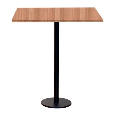 Imagem de Mesa Pisa Beta Bistrô Fratini 107,50cm (a) Disco Redondo Preto Tampo Mdp Redondo Noce Nat 60cm (l)