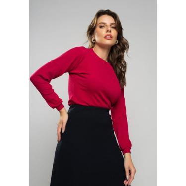 Imagem de Blusa Morcego Gola Canoa Manga Longa Canelada Rosa Salvatore Fashion, 