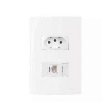 Imagem de Conjunto Margirius 4x2 RJ45 + Tomada 10A Sleek, Branco