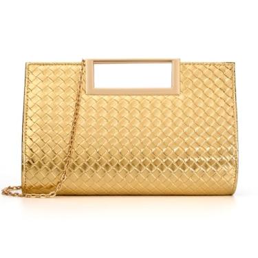 Imagem de DETARA Bolsa clutch feminina de couro PU elegante para festa de casamento, formal, dia a dia, coquetéis, Dourado