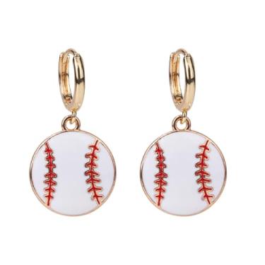 Imagem de Mikovivi Brincos Pendurados de Beisebol, Brincos Estilosos Em Formato de Bola Beisebol Joias Esportivas para Jogadores Esportivos Presentes Delicados Brinco Pendurados para Mulheres