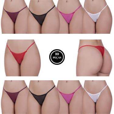 Imagem de Kit 10 Calcinha Fio Tanga Tule Transparente - c3 KIT 10 LUANA - TERRA 