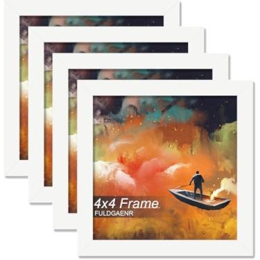 Imagem de FULDGAENR Conjunto de 4 porta-retratos 10 x 10 cm, molduras brancas para certificado de pôster fotográfico de 10 x 10 cm, moldura de parede/mesa de alta transparência com visor vertical horizontal