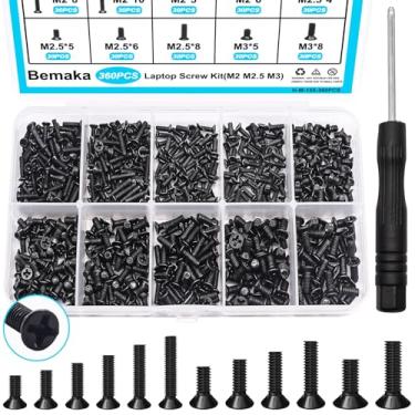 Imagem de Bemaka 360 peças de parafusos para laptop notebook kit de parafusos minúsculos 12 tamanhos M2 M2.5 M3 parafusos de computador de substituição para placa-mãe SSD PC ventilador disco rígido