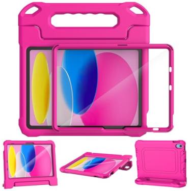 Imagem de SUPLIK Capa infantil para iPad A16 11 polegadas 2025 (11ª geração) e iPad de 10ª geração (11 polegadas 2022), construída com protetor de tela, durável à prova de choque com alça com suporte, rosa