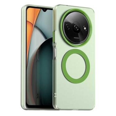 Imagem de Capa compatível com Redmi A3 4G/A3x 4G, suporta carregamento sem fio, capa magnética à prova de choque, compatível com Xiaomi Xiaomi Poco C61 4G capa verde