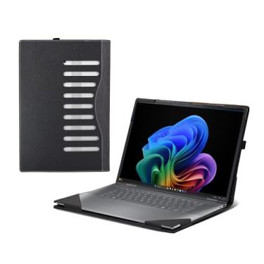 Imagem de Capa para laptop HP Omnibook X Flip 40.6 cm Next Gen AI Laptop (16-asXXXXna 16-arXXXXna 16-ar0047nr) 2 em 1 40.6 cm [Sem outros modelos] Bolsa protetora de couro PU destacável (cinza escuro)