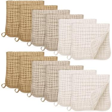 Imagem de Unnivoll Panos para arrotar musselina para bebês, 100% algodão, para meninos e meninas, grande, 50 x 25 cm, extra macios e absorventes, pacote com 12 - cáqui gradiente