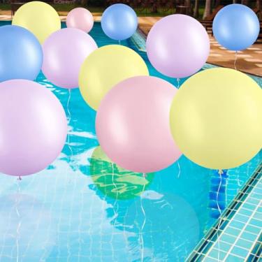 Imagem de Gejoy 24 balões gigantes de piscina, 91/51/45 cm, grandes balões de látex grandes a granel com fita para decoração de piscina, guirlanda, arco, casamento, aniversário, suprimento, precisa ser