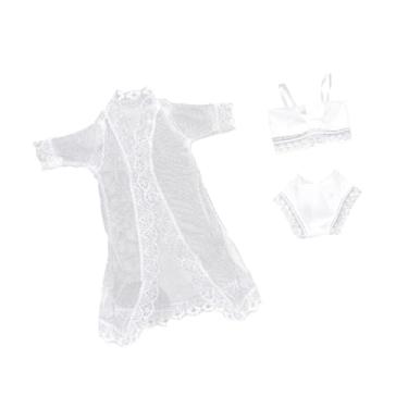 Imagem de YIJU Pijama de boneca para dormir, roupa de banho para boneca de 11,5 polegadas, roupa de banho, de dormir, biquíni, moda praia, Branco