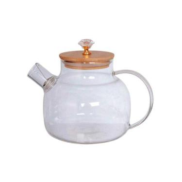 Imagem de Chaleira Vidro Herbal 1L c/Suporte e 5 Xícaras Cha 100ml Transp. - Hau