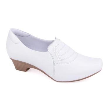 Imagem de Sapato Feminino Enfermagem Social Couro Neftali Branco, 36, Branco