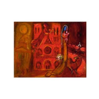 Imagem de LXURY Impressões de arte de parede em tela - Chgall Famosas reproduções de imagens em tela - Nossa Senhora - Pôster de pintura de arte para decoração de parede de escritório doméstico 70 x 90 cm 28 x