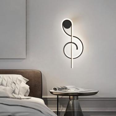 Imagem de GZZBMY Iluminação de parede interna LED moderna acrílico espiral metal lâmpadas de parede em forma de nota musical arandelas de parede de alumínio para quarto, corredor, sala de estar, decoração