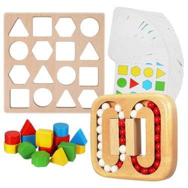 Imagem de TOYANDONA Atividades Para Idosos - Jogo De Combinação De Cores E Formas Madeira Quebra-Cabeças Formas Geométricas - Idosos Quebra-Cabeças Cognitivos