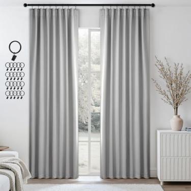 Imagem de ANRODUO Cortinas blackout com aba traseira para quarto e sala de estar, cortinas plissadas com isolamento térmico, 2 painéis, cinza claro, 106 x 232 cm