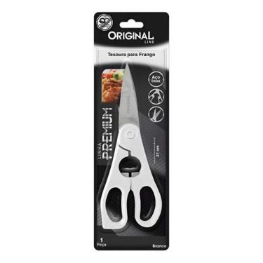 Imagem de Tesoura Para Frango Original Cozinha Aço Inox 21cm Branca, Branco