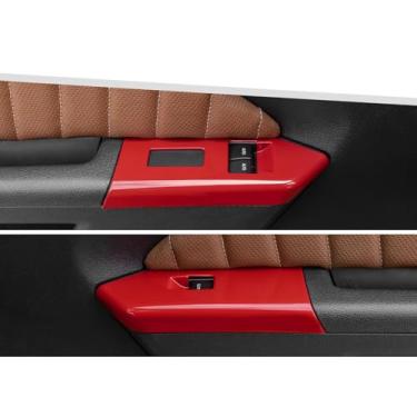 Imagem de Jimen Adequado para Ford Mustang 2010-2014, acabamento da tampa do painel do interruptor de elevação de janela (vermelho)