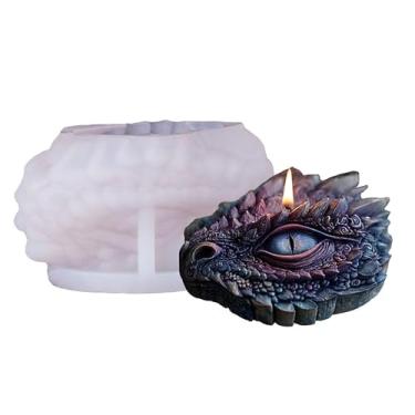 Imagem de Moldes cilíndricos de cabeça de dragão molde de vela espiral de onda de silicone - moldes de fundição de resina de silicone para velas, resina e sabonete, suprimentos de artesanato