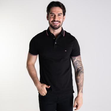 Imagem de Camisa Polo Tommy Hilfiger Tipped Friso Preta-Masculino