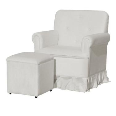 Imagem de Poltrona Amamentação Balanço Para Quarto Com Puff Laura Suede - Estopa