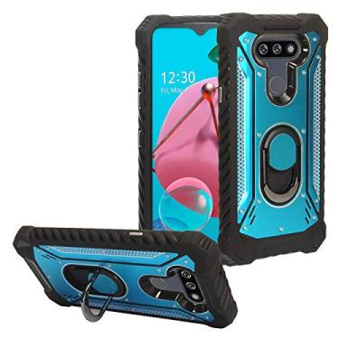 Imagem de CELZEN - Para LG Aristo 5, K31 Rebel, Tribute Monarch, Fortune 3, Phoenix 5, Risio 4, K31, K8X - Capa de telefone de metal de alumínio com suporte - ZY0 Azul